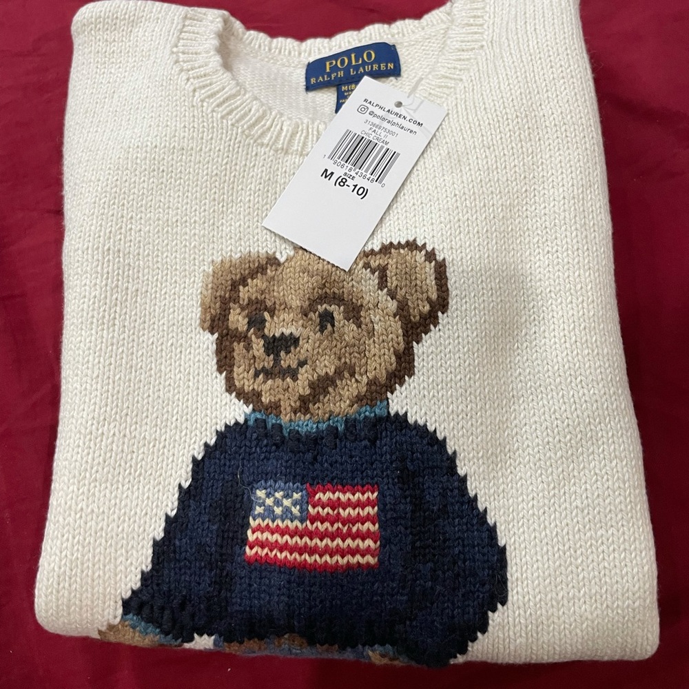 Girls Teddy Bear Polo Sweater